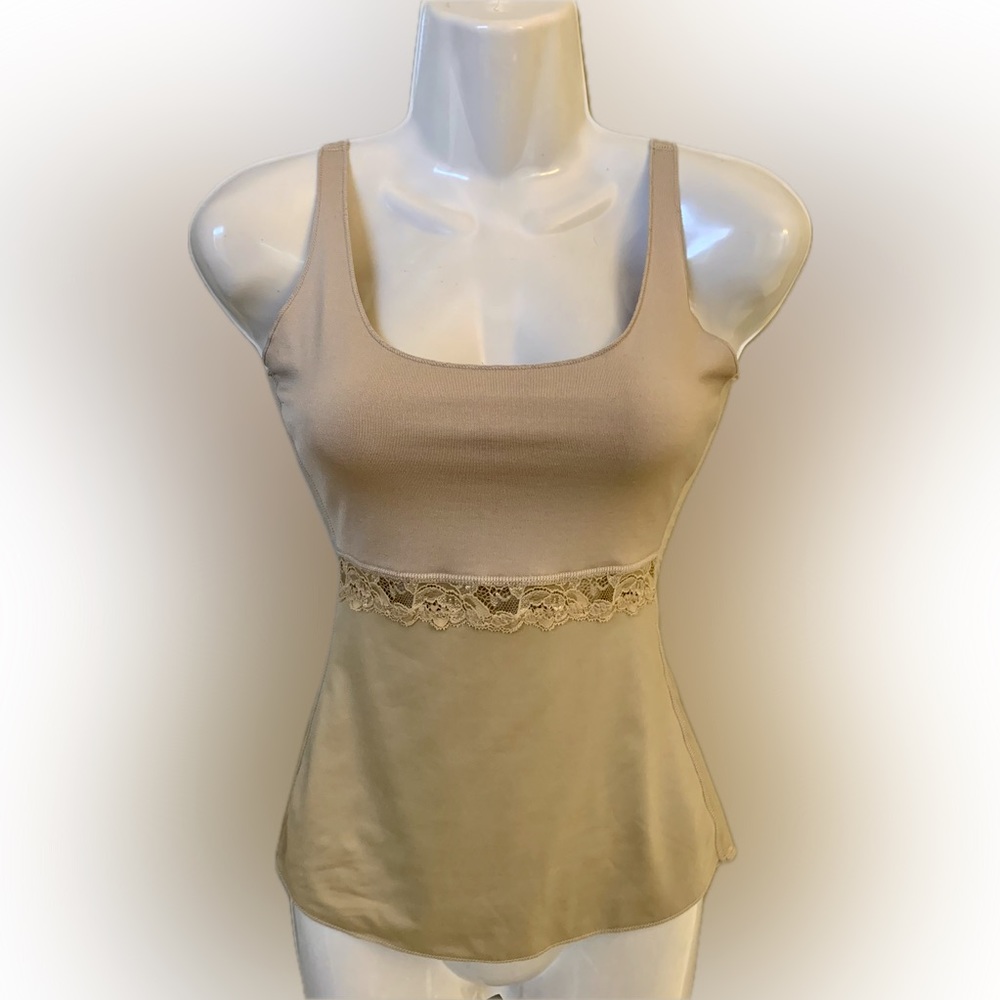 Spanx by Sara Blakely Lace Scoop Neck Beige Tan Cami Shapewear Top Women’s S 4 6
